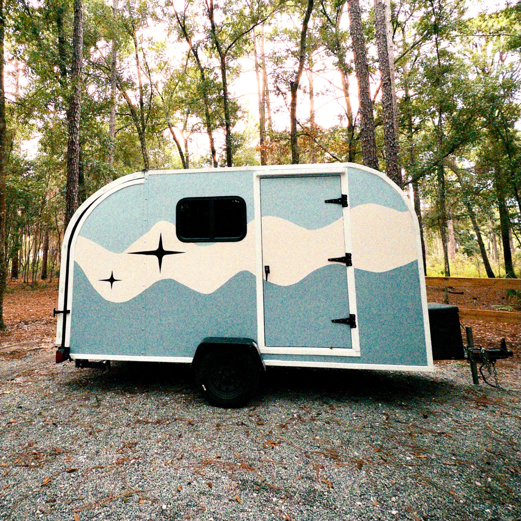 The Something Blue blue camper photo booth exterior